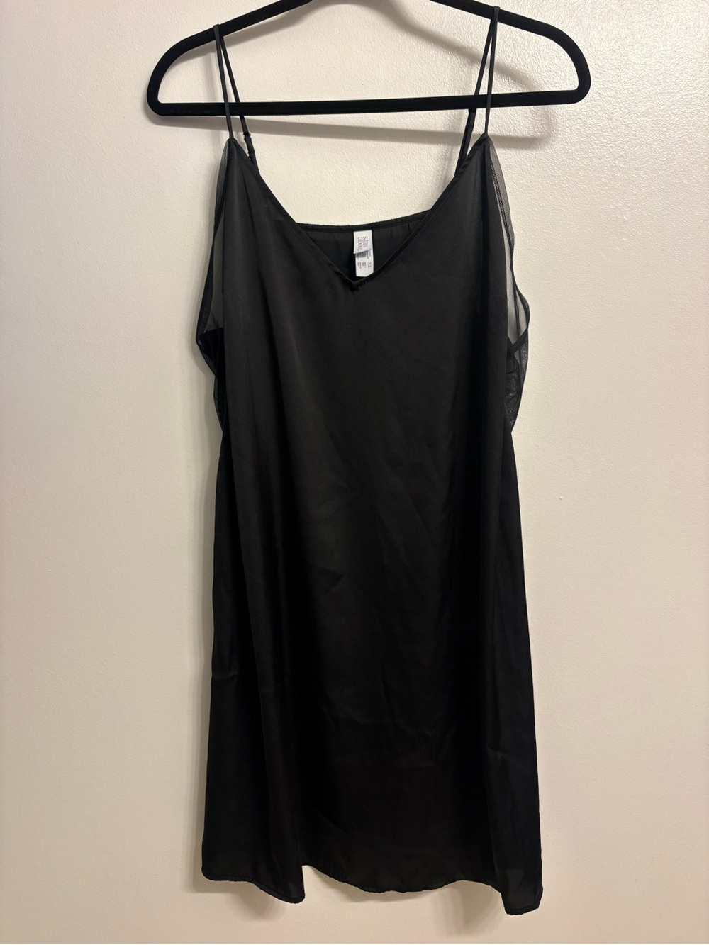 stars above XL Black Satin Slip Chemise with Adjustable Straps
